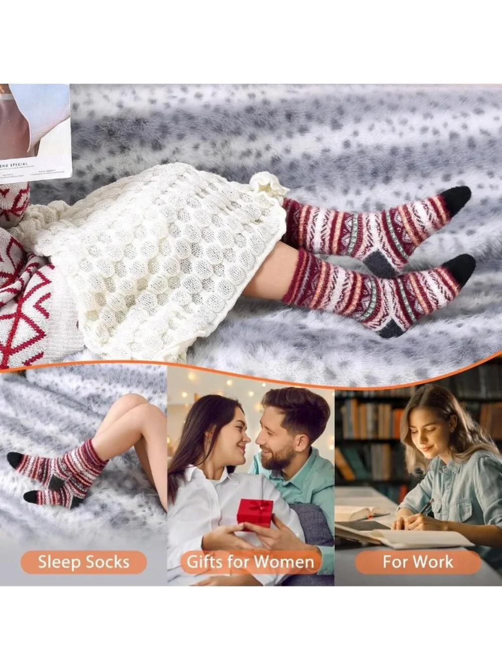 Cozy Warm Fuzzy Winter Socks - 5 Pairs Comfy Gift Set for Women, Perfect for